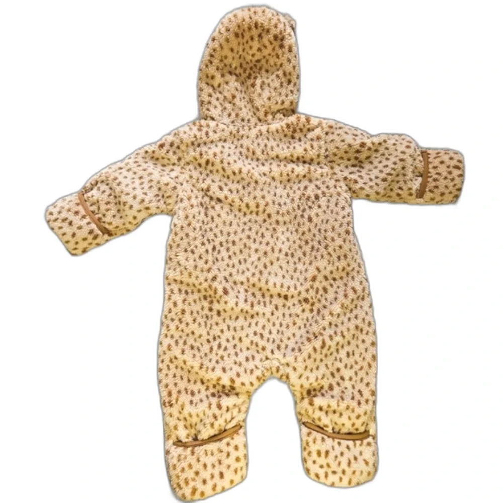 Infant Wonder Nation Cheetah Winter Fleece Body Suit Footie Hand covers Sz 6-9M